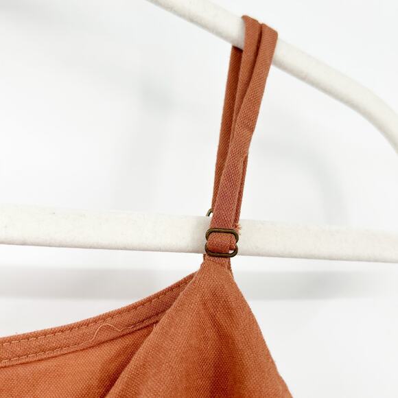 Chealsea28 Summer Sleeveless Tie Front Wide Leg Jumpsuit Size L Burnt Orange - Picture 7 of 9